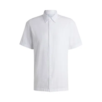 Hugo Boss Relaxed-fit Shirt In Striped Cotton In White