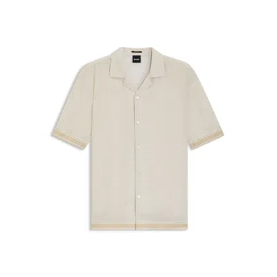 Hugo Boss Relaxed-fit Shirt With Mosaic Print In Neutral