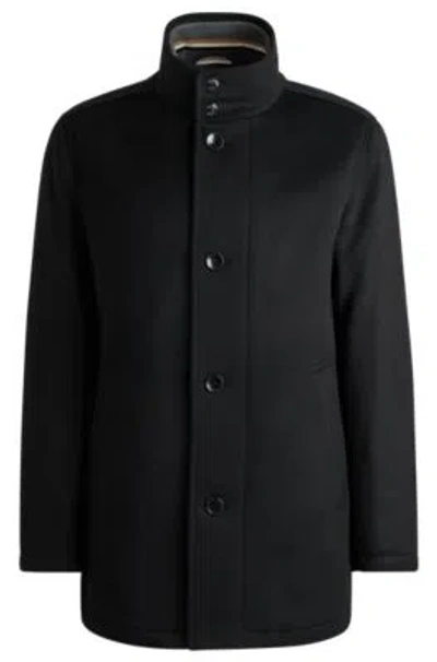 HUGO BOSS RELAXED-FIT SHORT COAT IN WOOL AND CASHMERE