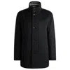 Hugo Boss Relaxed-fit Short Coat In Wool And Cashmere In Black
