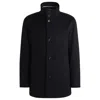 Hugo Boss Relaxed-fit Short Coat In Wool And Cashmere In Blue