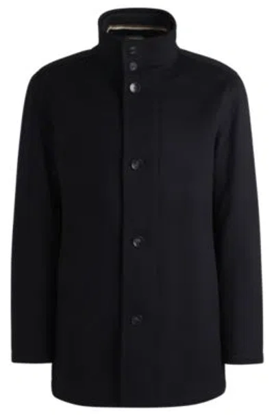 Hugo Boss H-coxtan-234 Relaxed-fit Coat In Virgin Wool And Cashmere In Dark Blue 50525750 404