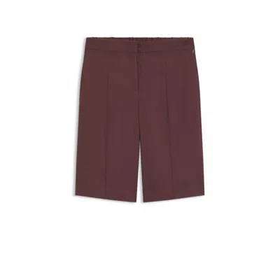 Hugo Boss Relaxed-fit Shorts In A Linen Blend In Brown