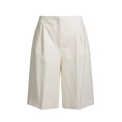 Hugo Boss Relaxed-fit Shorts In Italian Bouclé In White