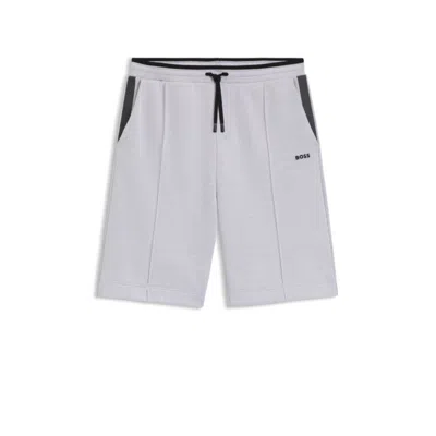 Hugo Boss Relaxed-fit Shorts In Quilted Jacquard In White