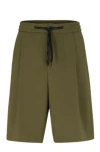 Hugo Boss Relaxed-fit Shorts In Structured Performance-stretch Fabric In Light Green