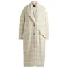 Hugo Boss Long-length Blazer-style Coat In Tweed In White