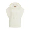 Hugo Boss Relaxed-fit Sleeveless Hoodie In Stretch Fabric In Beige