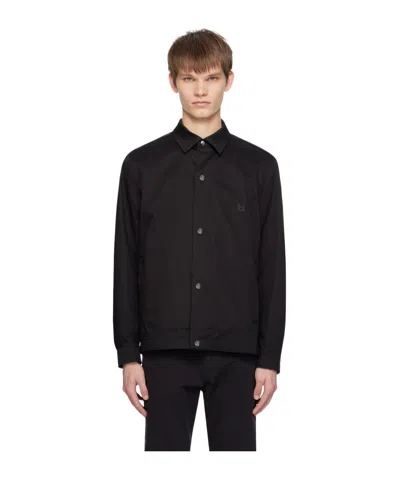 Hugo Boss Relaxed-fit Snap Casual Jacket In Black