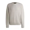 Hugo Boss Relaxed-fit Sweater In Structured Wool And Cashmere In White