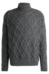Hugo Boss Relaxed-fit Sweater With Cable-knit Structure In 030mediumgrey