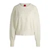 Hugo Boss Relaxed-fit Sweater With Embossed Logo In White