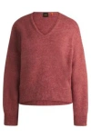 Hugo Boss Relaxed-fit Sweater With V Neckline In Light Pink