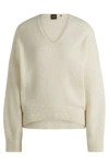Hugo Boss Relaxed-fit Sweater With V Neckline In White