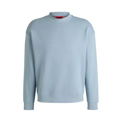 Hugo Boss Relaxed-fit Sweatshirt In Cotton Terry With Logo Print In Blue