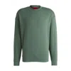 Hugo Boss Relaxed-fit Sweatshirt In Cotton Terry With Logo Print In Green