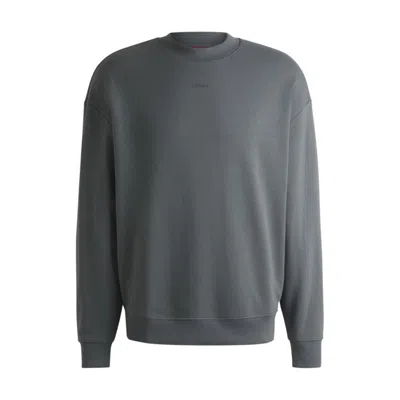 Hugo Boss Relaxed-fit Sweatshirt In Cotton Terry With Logo Print In Grey