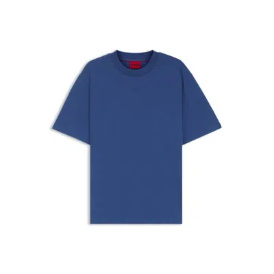 Hugo Boss Relaxed-fit T-shirt In Cotton With Logo Print In Blue