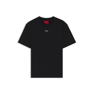Hugo Boss Relaxed-fit T-shirt In Cotton With Logo Print In Black