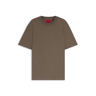 Hugo Boss Relaxed-fit T-shirt In Cotton With Logo Print In Brown