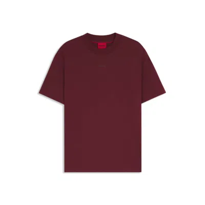 Hugo Boss Relaxed-fit T-shirt In Cotton With Logo Print In Burgundy