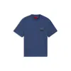 Hugo Boss Relaxed-fit T-shirt In Cotton With Split Logos In Blue
