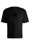 Hugo Boss Relaxed-fit T-shirt In Interlock Cotton With Gloss Artwork In Black