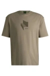 Hugo Boss Relaxed-fit T-shirt In Interlock Cotton With Gloss Artwork In Light Green