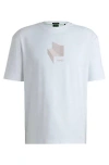 Hugo Boss Relaxed-fit T-shirt In Interlock Cotton With Gloss Artwork In White