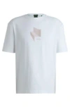 Hugo Boss Relaxed-fit T-shirt In Interlock Cotton With Gloss Artwork In White