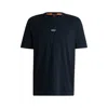 Hugo Boss Relaxed-fit T-shirt In Stretch Cotton With Logo Print In Blue