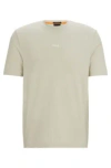 Hugo Boss Relaxed-fit T-shirt In Stretch Cotton With Logo Print In Light Beige
