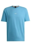 Hugo Boss Relaxed-fit T-shirt In Stretch Cotton With Logo Print In Light Blue