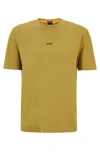 Hugo Boss Relaxed-fit T-shirt In Stretch Cotton With Logo Print In Yellow