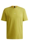 Hugo Boss Relaxed-fit T-shirt In Stretch Cotton With Logo Print In Green