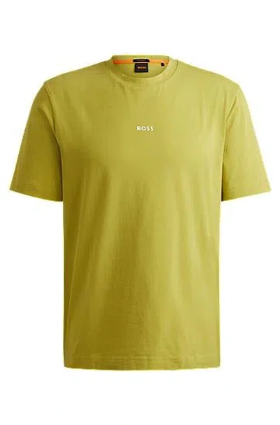 Hugo Boss Relaxed-fit T-shirt In Stretch Cotton With Logo Print In Light Green