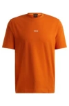 Hugo Boss Relaxed-fit T-shirt In Stretch Cotton With Logo Print In Light Orange