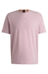 Hugo Boss Relaxed-fit T-shirt In Stretch Cotton With Logo Print In Pink