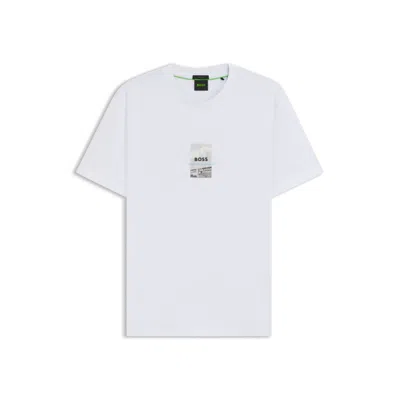 Hugo Boss Relaxed-fit T-shirt In Stretch Cotton With Photo Print In White