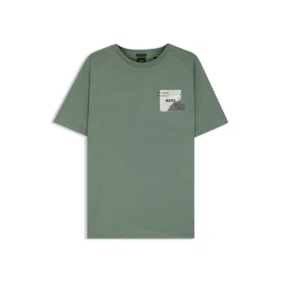 Hugo Boss Relaxed-fit T-shirt With Decorative Reflective Accents In Green