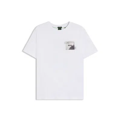 Hugo Boss Boss By  Men's Decorative Reflective Relaxed-fit T-shirt In White