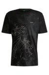 Hugo Boss Relaxed-fit T-shirt With Decorative Reflective Print In Black
