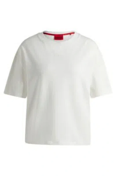 Hugo Boss Relaxed-fit T-shirt With Contrast Logo In Soft Jersey In White