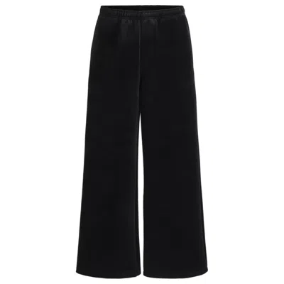 Hugo Boss Relaxed-fit Tracksuit Bottoms In Stretch Velour In Black