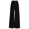 Hugo Boss Boss Tasena Belted Linen Blend Wide Leg Pants In Black