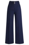 Hugo Boss Relaxed-fit Trousers In A Linen Blend In Light Blue
