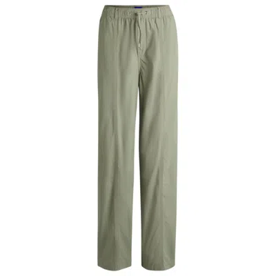 Hugo Boss Relaxed-fit Trousers In Cotton Canvas In Green