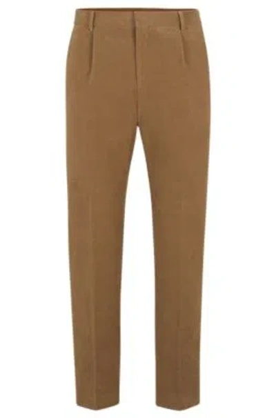 HUGO BOSS RELAXED-FIT TROUSERS IN COTTON TWILL WEAVE