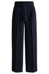 Hugo Boss Relaxed-fit Trousers In Crease-resistant Japanese Crepe In Black
