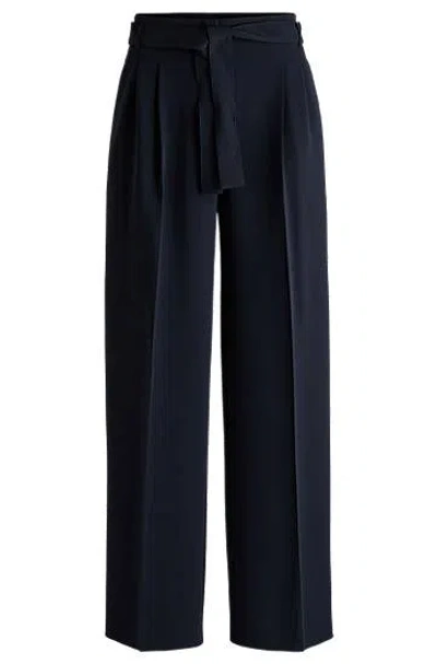 Hugo Boss Relaxed-fit Trousers In Crease-resistant Japanese Crepe In Black
